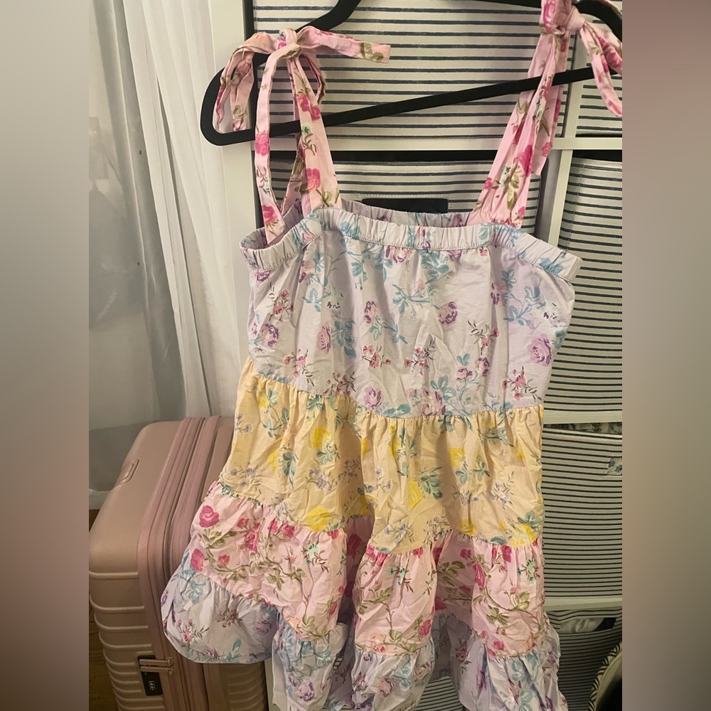 LoveShackFancy for Target tiered floral printed dress with adjustable straps.